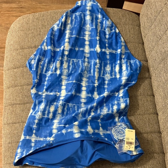 Aerie Vibrant Blue and White Patterned One-Piece Swimsuit with Tag and Liner - Picture 5 of 8